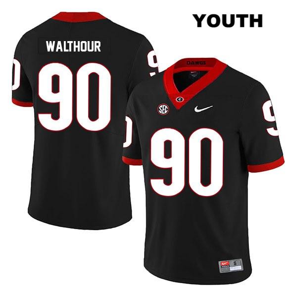 Georgia Bulldogs Youth Tramel Walthour #90 NCAA Legend Authentic Black Nike Stitched College Football Jersey NNR8456DZ